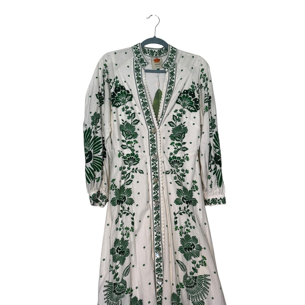 Farm Rio Forest Soul Maxi Dress Long Sleeve V-Neck Forest Whimsy NWT - Picture 3 of 14